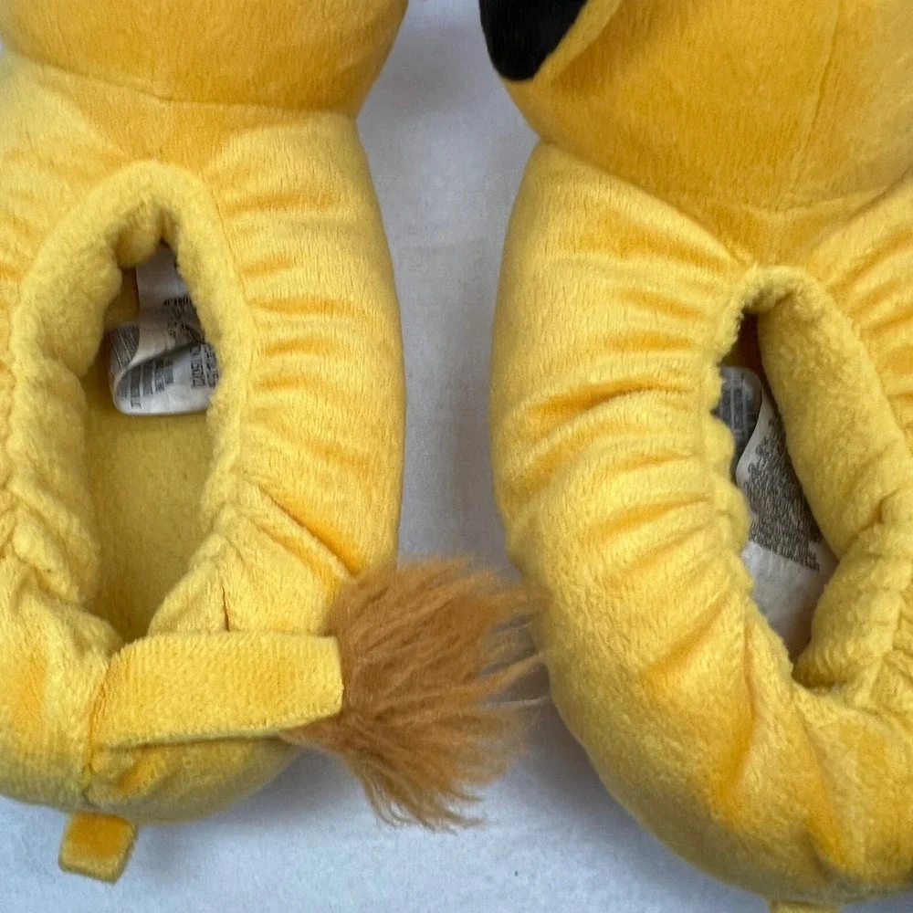 DISNEY Simba Plush Slippers Kids Size 6-7 Yellow Lion King House Shoes 90s
